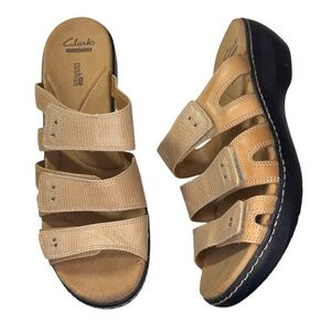 NEW Clarks Collection Delana Damir Sand Leather Sandals slip on shoes women’s 11